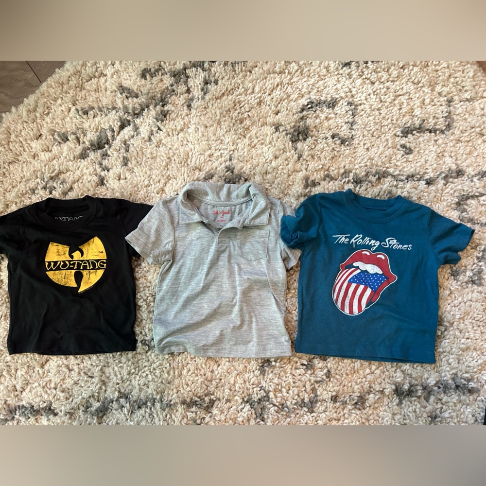 Bundle of 12M Kids Graphic Tees Set - Black, Gray, Blue